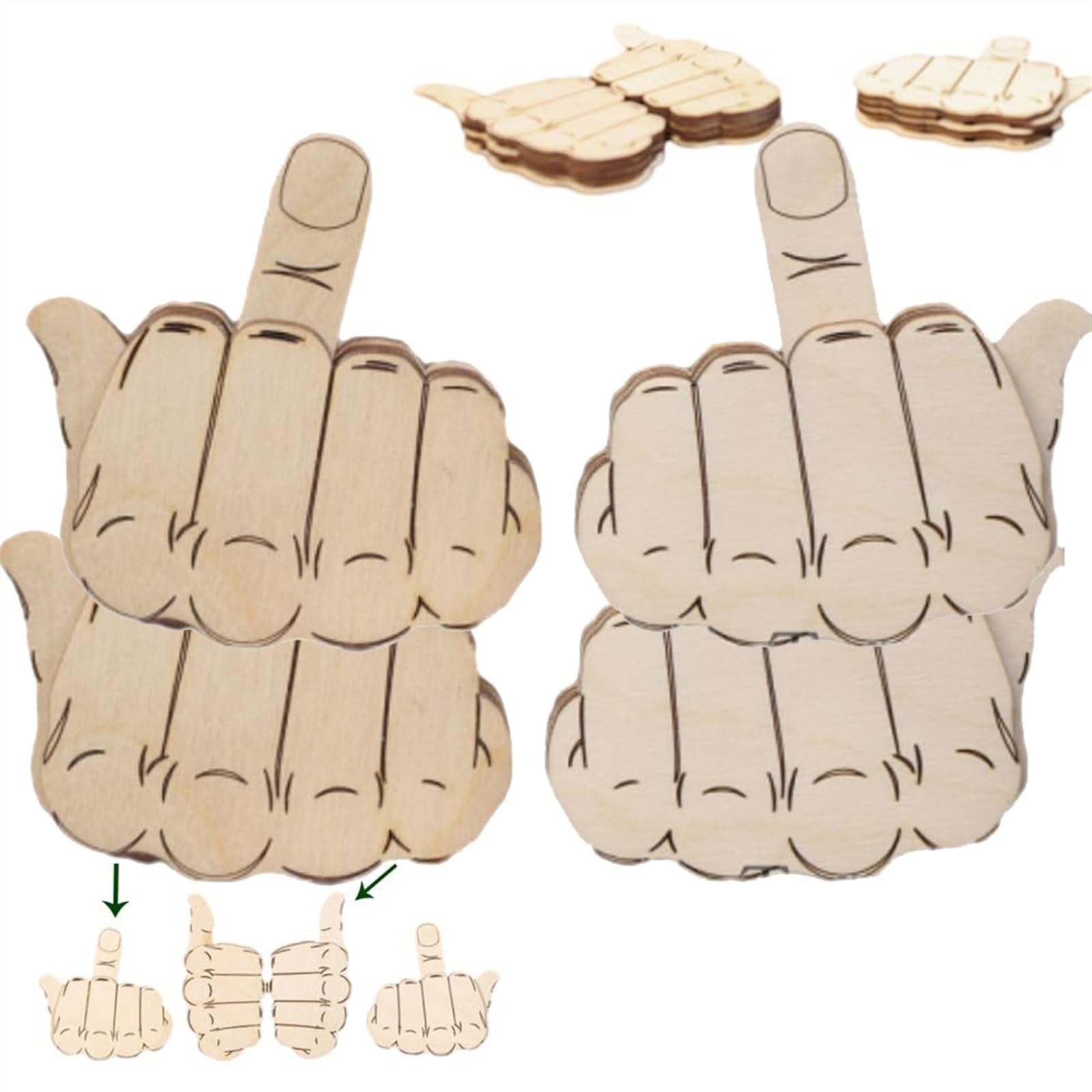 Vimlo Funny Automatic Middle Finger, Handmade Wooden Flippable